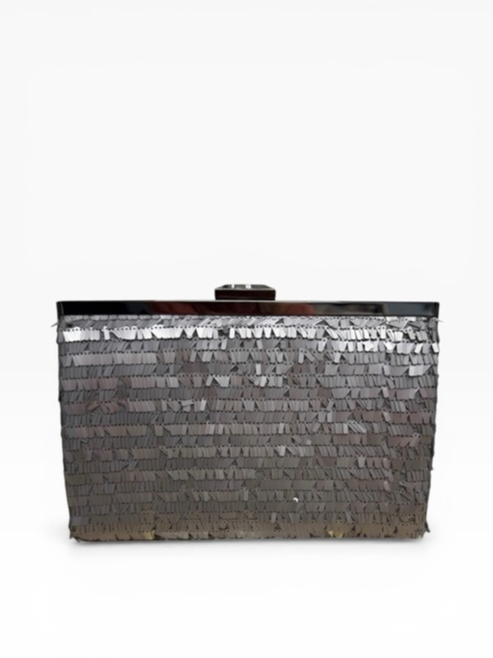 Rachel Roy Silver Gray Sequin Evening Clutch Purse Cocktail Party Handbag Clutch